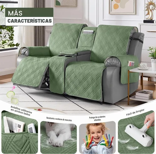 Vista 6 de TAOCOCO - Funda impermeable para sofá biplaza reclinable con consola central, 2 plazas