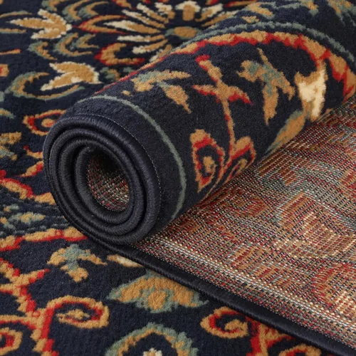 Vista 6 de SUPERIOR Alfombra de pasillo para interiores con respaldo de yute, decoración floral geométrica para el piso del hogar para entrada, cocina, Azul