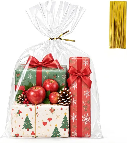Vista 8 de QOIUSO Bolsas de regalo de celofán de 7 x 12 pulgadas, paquete de 50 bolsas 7" x 12"-50 piezas