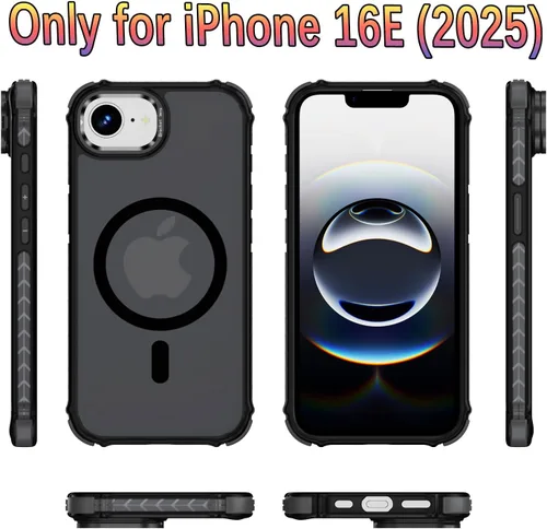 Vista 6 de Funda magnética para iPhone 16E de 6.1 pulgadas, con protector de pantalla HD, carga inalámbrica rápida compatible, resistente contra caídas