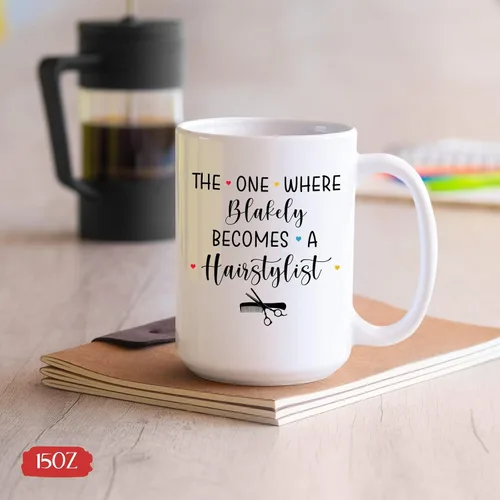 Vista 5 de Taza de peluquería, taza de café para peluquería, taza de café personalizada para estilista, taza con nombre personalizado Becomes A Hairstylist
