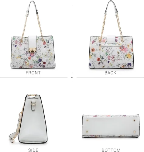 Vista 5 de Dasein Bolso de Mano de Cuero Tote Hobo para Mujer Bolso de Hombro Cartera con Asa Superior Bolso Satchel con Clutch a Juego