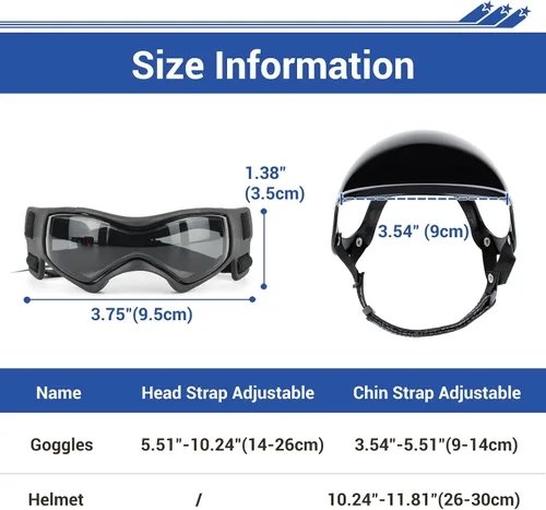 Vista 3 de Enjoying Cascos para perros pequeños, casco para perros pequeños, con gafas, senderismo, ciclismo, al aire libre, resistente al viento, a prueba