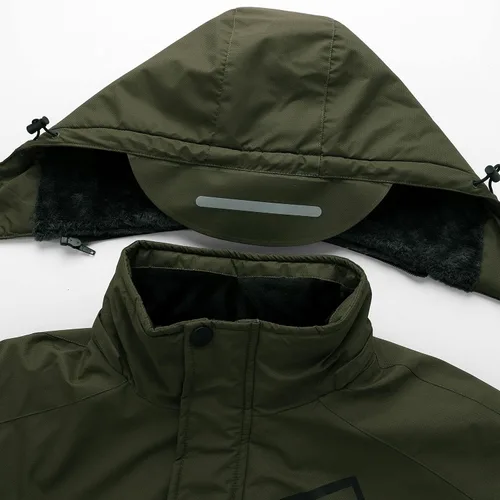 Vista 9 de Chaqueta impermeable de esquí de montaña para hombre, resistente al viento, abrigo cálido con capucha para invierno