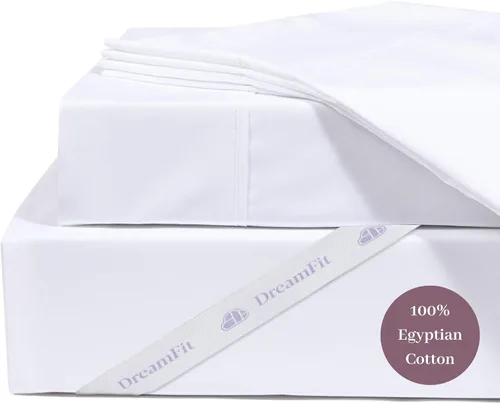 Vista 6 de DreamFit DreamCool Juego de Sábanas de Cama Refrescantes de 100% Algodón Egipcio con Correas Elásticas en las Esquinas 400 Hilos Bolsillo Extra Azul