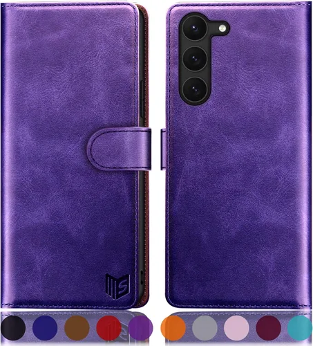 Vista 17 de SUANPOT Funda tipo cartera para Samsung Galaxy S23 5G con bloqueo RFID, soporte para tarjetas de crédito, cubierta protectora de cuero PU tipo libro