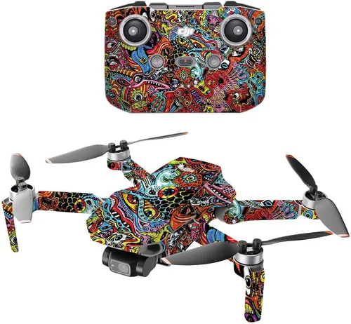 Vista 12 de MIGHTY SKINS Fibra de carbono compatible con DJI Mini 2 Dron portátil – Negro abstracto Acabado de fibra de carbono texturizado protector
