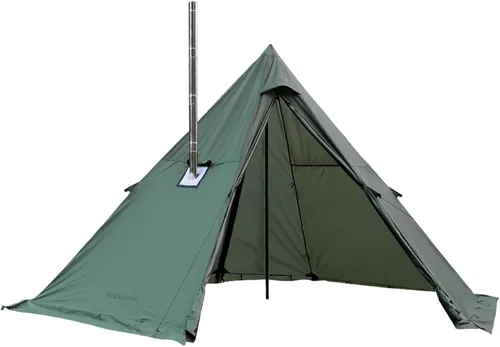 Vista 10 de Tienda Caliente con Conexión para Estufa y Faldón para Nieve, 6.89~8.53 pies de Altura Interior, 2~5 Personas, Tienda Tipi para Senderismo Familiar