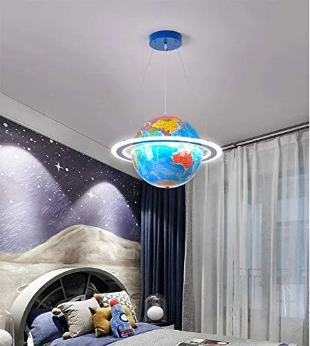 Vista 4 de LITFAD Earth Planet Kids - Lámpara colgante de techo LED, 15 pulgadas Small - 15 in / 38 cm