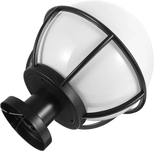 Vista 8 de Lámpara de globo para montaje en poste al aire libre, pantalla acrílica blanca con base de acero inoxidable, enchufe E27 impermeable para jardín