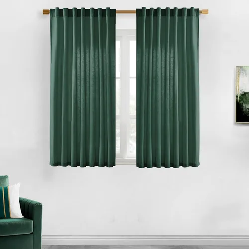 Vista 63 de XTMYI - Cortinas transparentes de 54 pulgadas de largo, juego de 2 paneles para baño, cortinas cortas de lino y algodón con semi privacidad