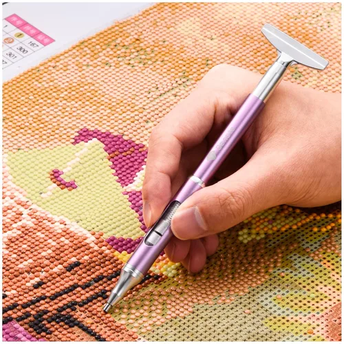 Vista 6 de benote Bolígrafo de pintura artística de diamante, bolígrafo de cera recargable para kit de arte de diamantes, accesorios, bolígrafos autoadhesivos