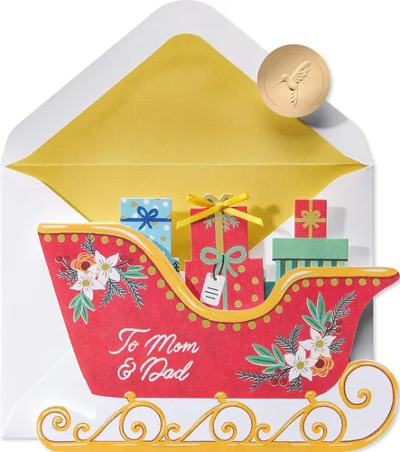 Vista 7 de Papyrus - Tarjeta de árbol de Navidad con copos de nieve metálicos (Deseos alegres)