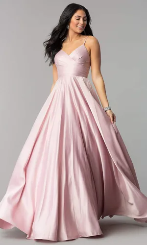 Vista 3 de Vici Gowner Vestido de fiesta formal de noche con cuello en V plisado para mujer con tirantes delgados vestido largo de fiesta