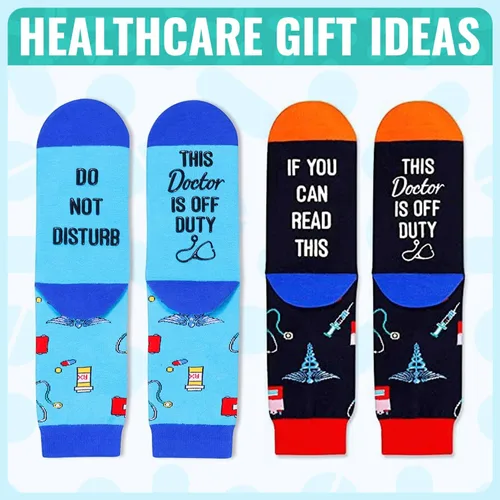 Vista 4 de Zmart Appreciation Gifts - Funny Socks for Lawyer Doctor and Guitar Lover in 2 Pack Doctor 2 Pack