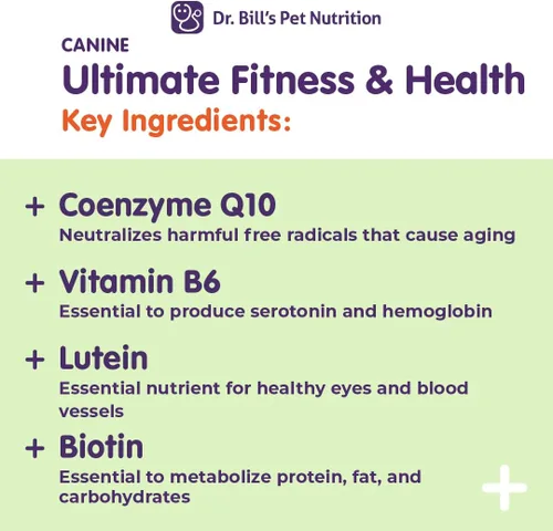 Vista 3 de Dr. Bill's Canine Ultimate Fitness & Health - Multivitamínico diario para perros para energía, longevidad y apoyo de todo el cuerpo - Suplemento