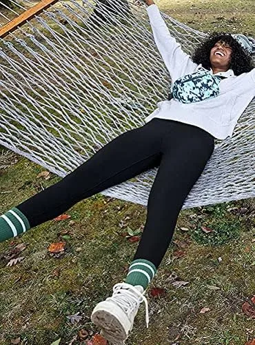 Vista 2 de Paquete de 4 leggings para mujer, diseño suave de tiro alto, con control de abdomen, no se traslucen, pantalones deportivos de yoga negros