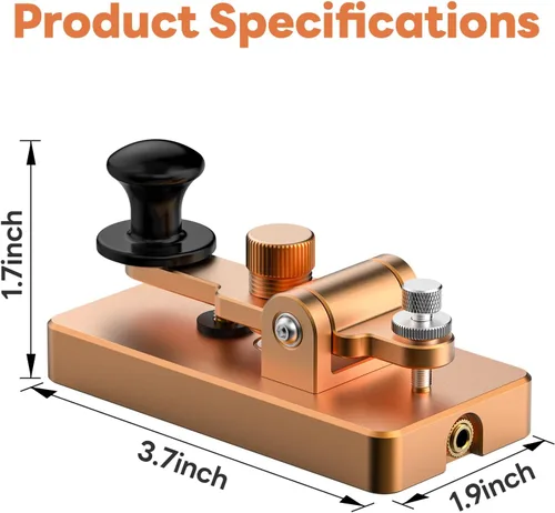 Vista 3 de Putikeeg Clásico Morse Mini Código Clave Morse Código Paleta Llave Aleación de Aluminio Mini-Key Morse CW Llave Portátil Morse Práctica Clave Oro