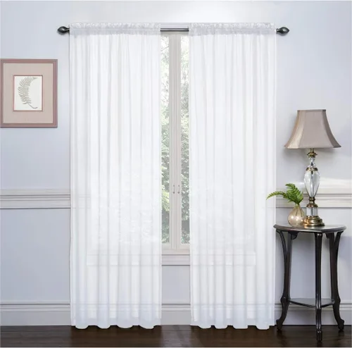 Vista 7 de RUTHYS TEXTILE 2 paneles de cortinas transparentes de gasa con bolsillo para barra, para dormitorio y sala de estar, 54 x 84 pulgadas de largo
