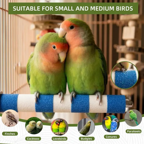 Vista 7 de Perca para pájaros para jaula, 3 piezas, perca de loro para conure, cacatúa