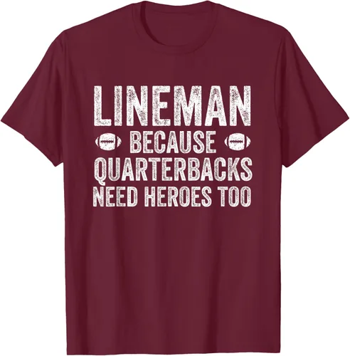 Vista 17 de Lineman Because Quarterbacks Need Heroes Camiseta de fútbol linieros S Negro