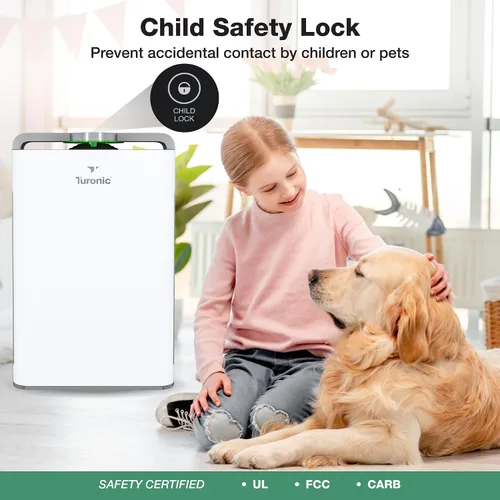Vista 6 de Turonic PH950 - Purificador de aire y humidificador combinado para habitaciones grandes – HEPA, UV, ionizador, sensor PM2.5, catalizador frío