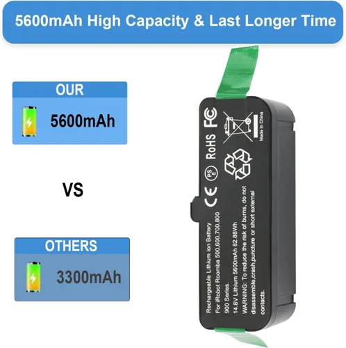 Vista 4 de MULS Batería de repuesto de 5600mAh para iRobot Roomba 960 980 981 970 966 965 900 895 891 890 877 860 850 805 801 800 700 696 695 691 6991 699 0
