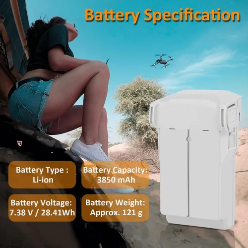 Vista 3 de Mini 3 baterías recargables 1 paquetes 3850mAh reemplazo para mini 3/mini 3 pro batería compatible con DJI Mini 3/Mini 3 Pro Drone