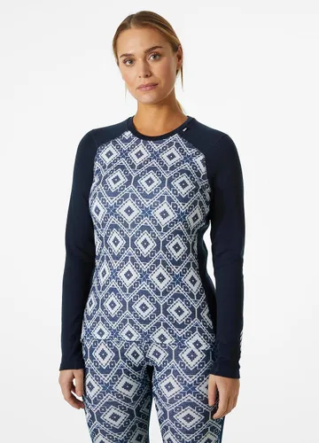 Vista 2 de Helly-Hansen LIFA Merino - Camisa de capa base de cuello redondo con estampado de peso medio para mujer