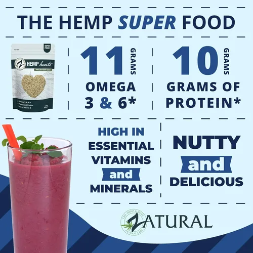 Vista 3 de Zatural Hemp Hearts - Semillas de cáñamo 100% puras sin cáscara cruda, cultivadas naturalmente, sin OMG, proteína vegetal vegana rica en omega