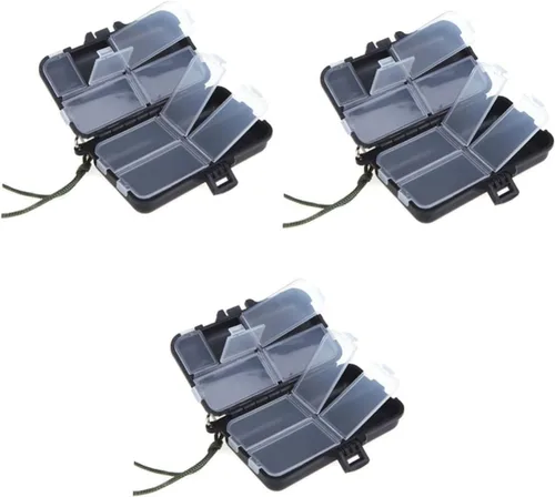Vista 6 de INOOMP Caja de almacenamiento rosa para accesorios de pesca con mosca, caja de aparejos de pesca de plástico, 9 compartimentos