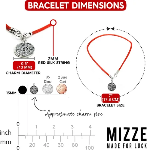 Vista 5 de Prosperity & Success - Pulsera de plata de ley con amuleto de moneda en cuerda de seda roja, pulsera de protección de 7 pulgadas para mujer, regalo