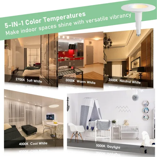 Vista 4 de Soliseed - Paquete de 4 unidades de iluminación LED empotrable de 5/6 pulgadas 5CCT, luz de techo regulable, color seleccionable