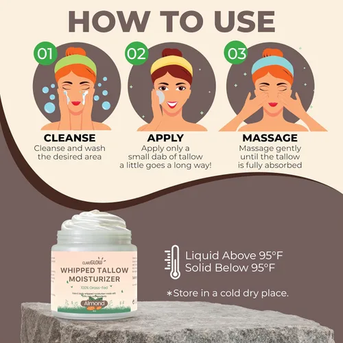 Vista 4 de Crema hidratante facial de sarga de ternera batida Crema de bálsamo facial 100% alimentado con pasto para piel de ternera Loción Bálsamo