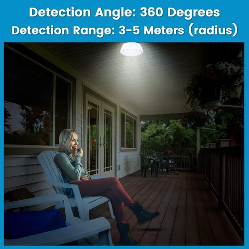 Vista 9 de Bonlux PIR - Lámpara de techo LED con sensor de movimiento, 15 W (equivalente a 150 W), base media E26, luz de techo LED de atardecer a amanecer