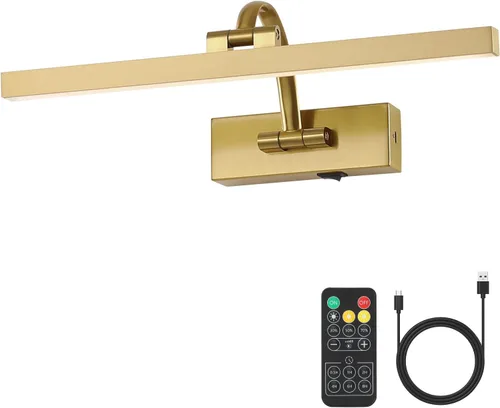 Vista 12 de DESOOP Luces de imagen para pared, funciona con pilas, iluminación artística de latón inalámbrica para pinturas, luces recargables de galería