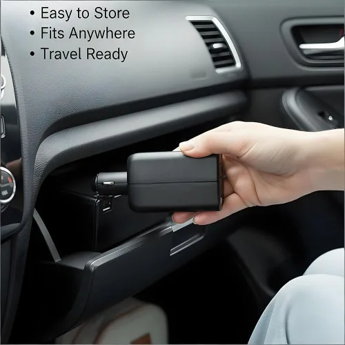 Vista 3 de HearGrow - Inversor de corriente de 100 W para vehículo: adaptador de cargador directo de encendedor de cigarrillos sin ventilador, negro