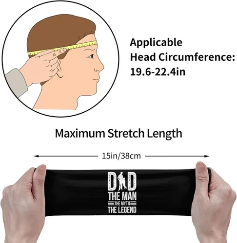 Vista 7 de Dad The Man The Myth The Legend Headband for Men Women Sports Sweatband for Fitness Exercise Moisture Wicking Running Yoga Hairbands