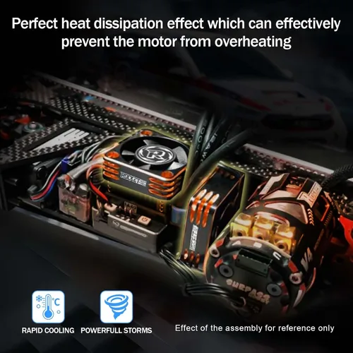 Vista 6 de Paquete de 2 ventiladores de refrigeración de motor RC de 1.575 pulgadas, ventilador de enfriamiento ESC de 16000RPM para camión 1/10 1/8 RC