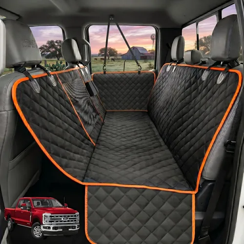 Vista 9 de Funda de asiento de perro para camiones con ventana de malla, hamaca 100% impermeable para asiento trasero de camión, lavable a máquina, funda
