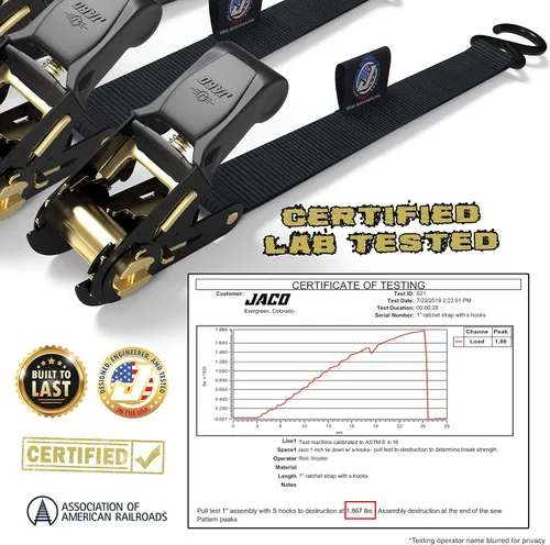 Vista 6 de JACO - Correas de amarre con trinquete, 1 pulgada x 15 pies (paquete de 4) 1,823 libras (negro)