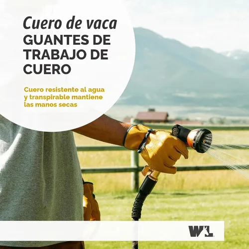 Vista 2 de Wells Lamont Guantes de trabajo de cuero HydraHyde sin cordones para hombre
