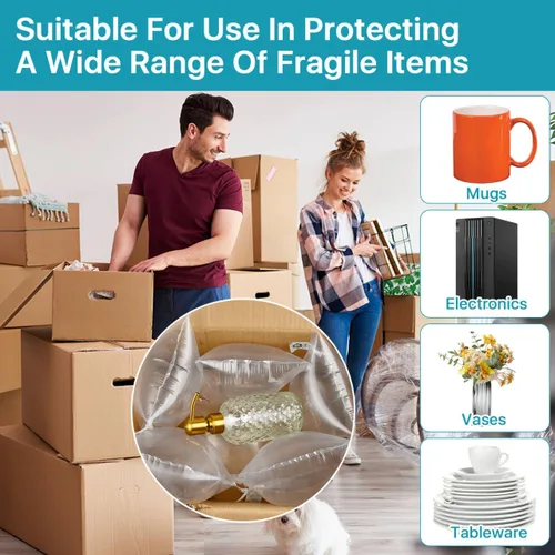Vista 5 de 200 bolsas de aire de embalaje, almohadas de aire para envío, bolsas de cojín de aire de plástico transparente, bolsas protectoras inflables