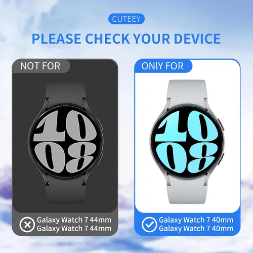 Vista 2 de Paquete de 6+6 para Samsung Galaxy Watch 7 Protector de Pantalla de 40mm, Funda de Parachoques de PC Duro con Película de Vidrio Templado Anti-Vaho