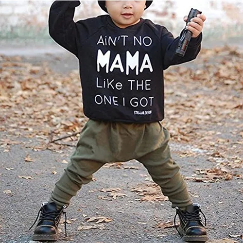 Vista 2 de Conjunto de ropa de otoño e invierno para bebé, conjunto de ropa estampada con pantalones de 0 a 3 años