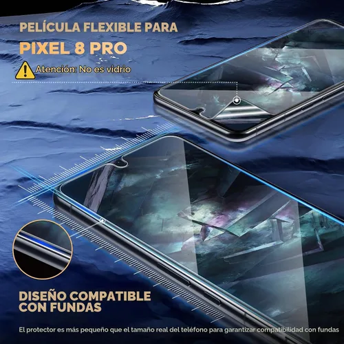 Vista 4 de FANGTIAN - Paquete de 4 protectores de pantalla híbridos para Google Pixel 8 Pro