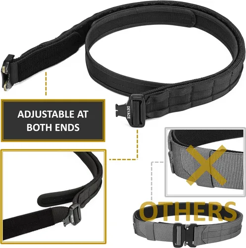 Vista 5 de DEYACE Cinturón de batalla de liberación rápida, cinturón táctico MOLLE resistente de 1.75 pulgadas y cinturón interior EDC de 1.5 pulgadas