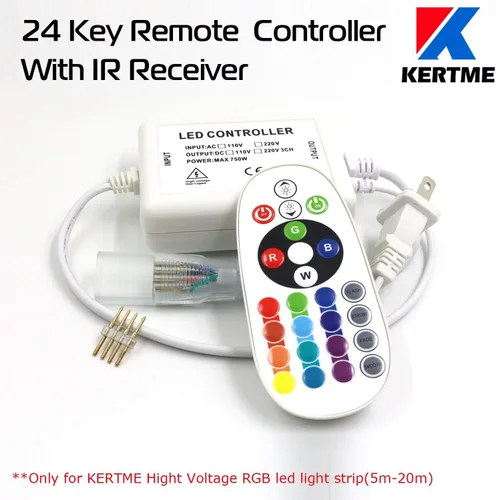 Vista 5 de Tira de luz LED RGB de neón, AC110-120 V/flexible, impermeable, regulable, multicolor, multimodos, cuerda de luz + control remoto de 24 teclas