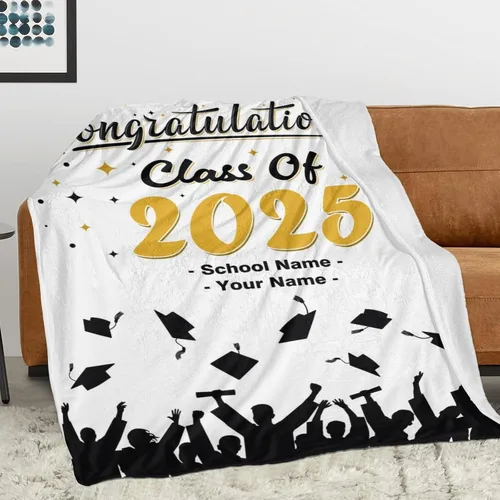 Vista 2 de Manta personalizada de graduación 2025, manta personalizada para regalo de graduación con nombre de la universidad, manta de felicitación