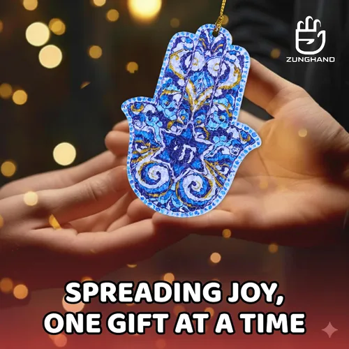 Vista 9 de Adorno de mano de Hamsa, regalo de Judaica, estrella de David Hanukkah, decoración de pared de Hamsa, regalos de Hanukkah, adorno para automóvil